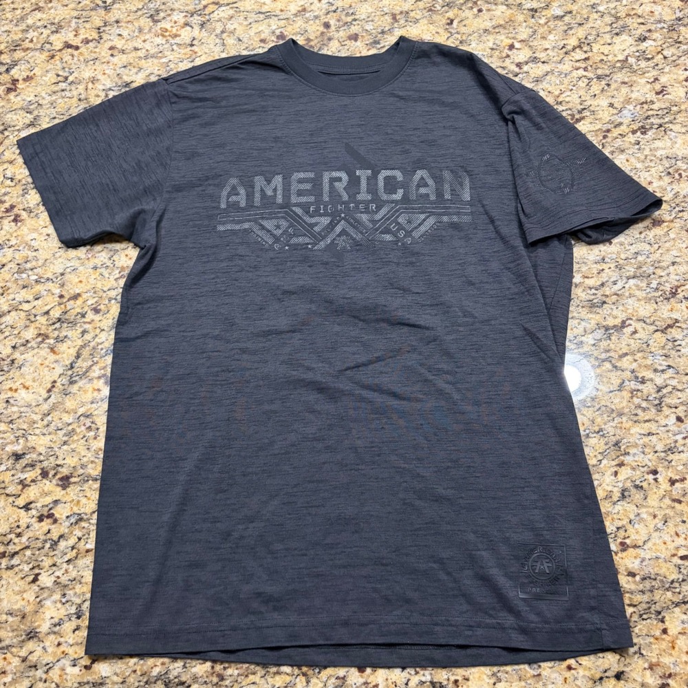 American Fighter Mens T-Shirt Large Charcoal Grey Graphic Short Sleeve Tee ws